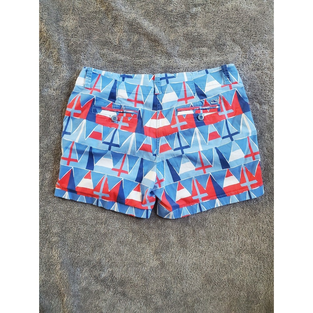 Vineyard Vines Blue Red Sailboat Print Club Shorts Size 8